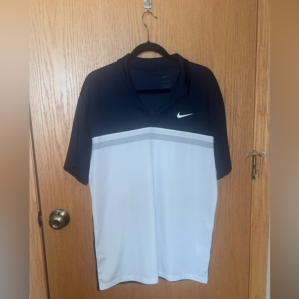 Nike Men's Dri-FIT Victory Colorblock Golf Polo Shirt in Obsidian/White